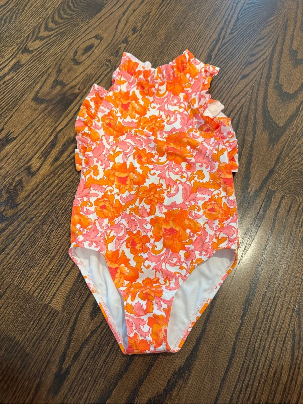 NWT Janie and Jack Girls Floral Ruffle One Piece Swimsuit Size 8 UPF 50+